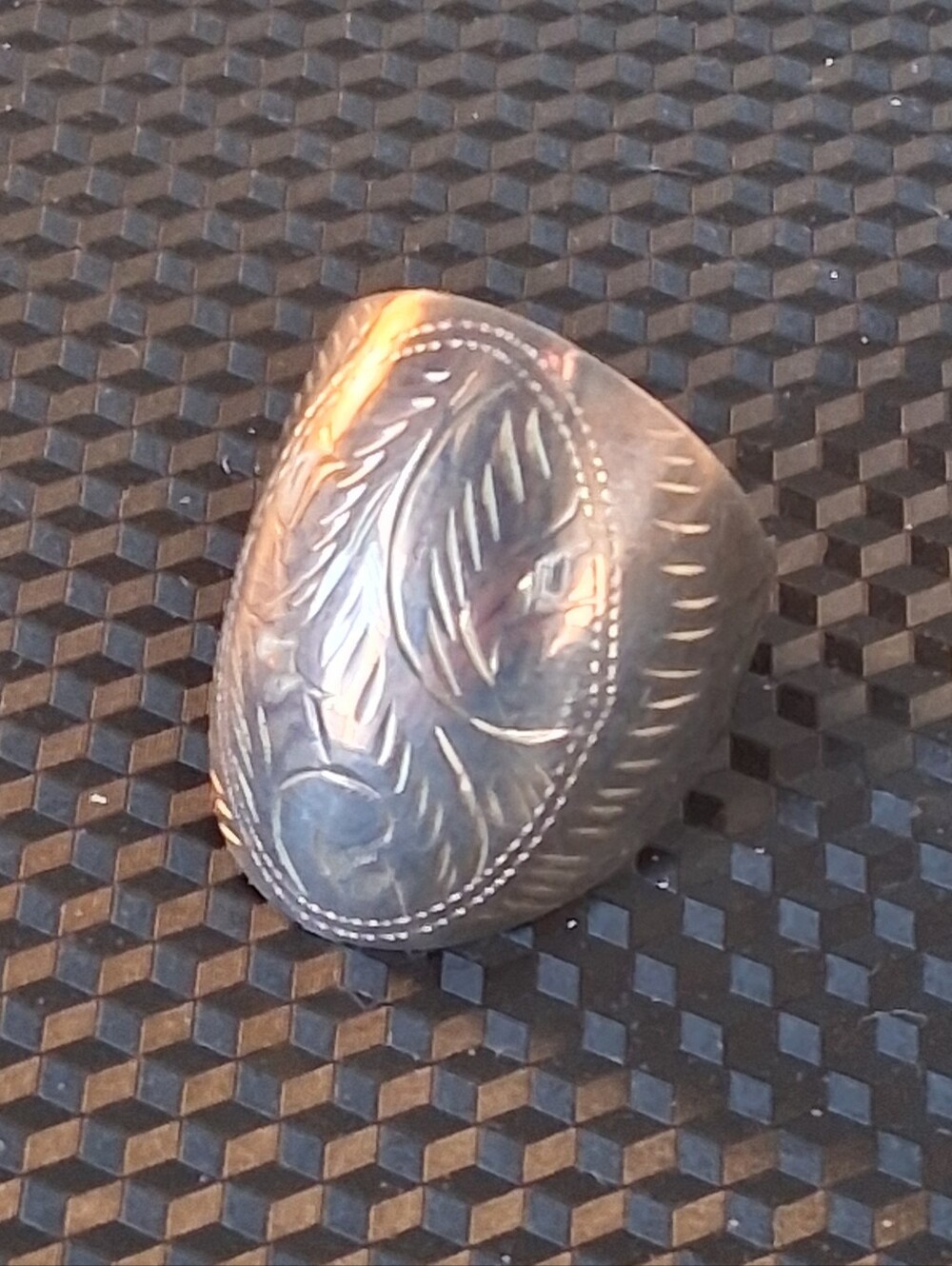 Vintage Sterling Silver 925 Thai Floral Etched Ring - Size 10